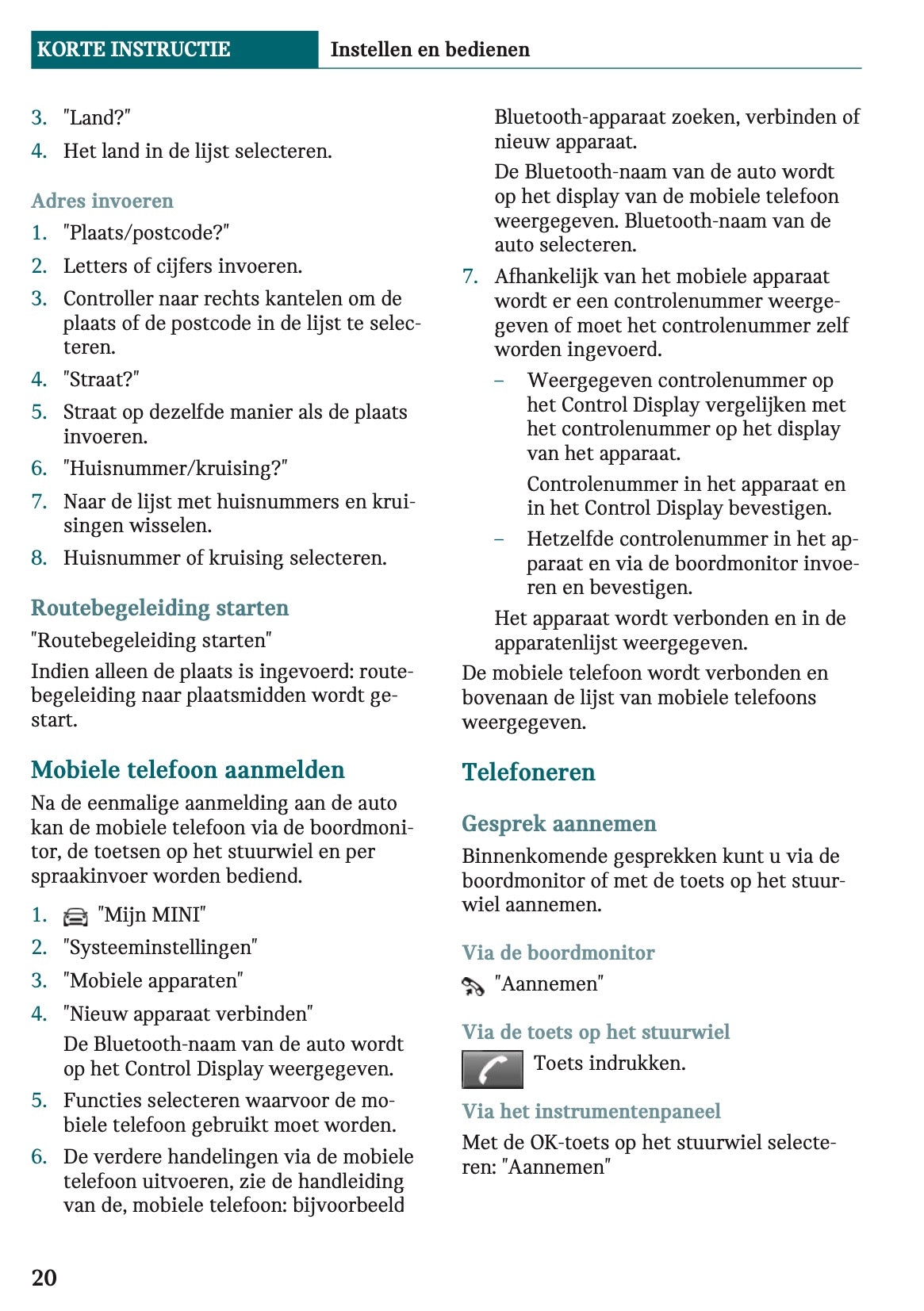 2020-2021 Mini Countryman Plug-in-Hybrid Gebruikershandleiding | Nederlands