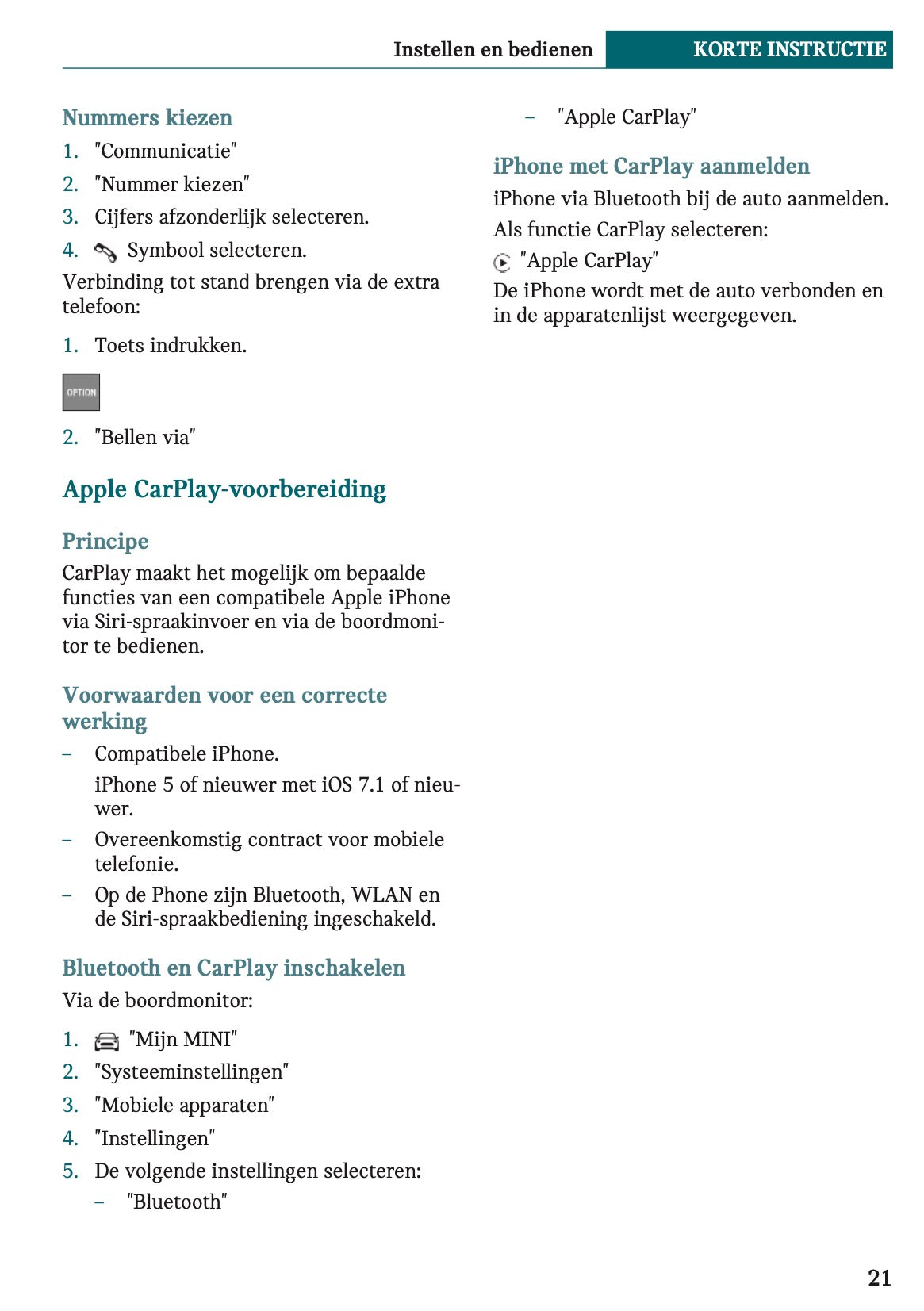 2020-2021 Mini Countryman Plug-in-Hybrid Gebruikershandleiding | Nederlands
