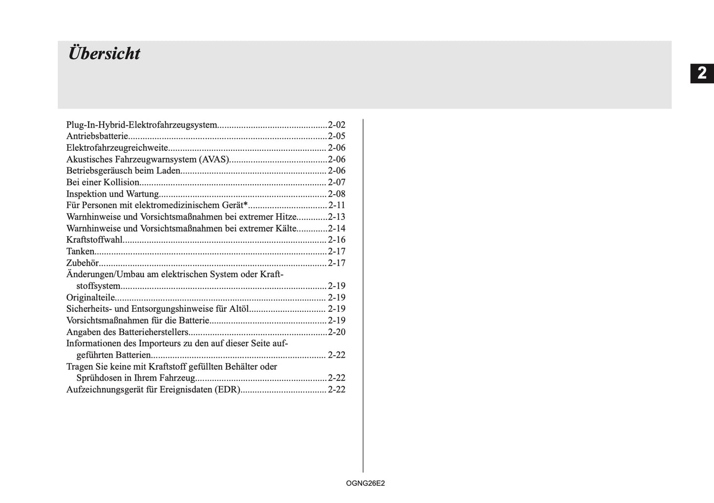2026 Mitsubishi Outlander PHEV Owner's Manual | German