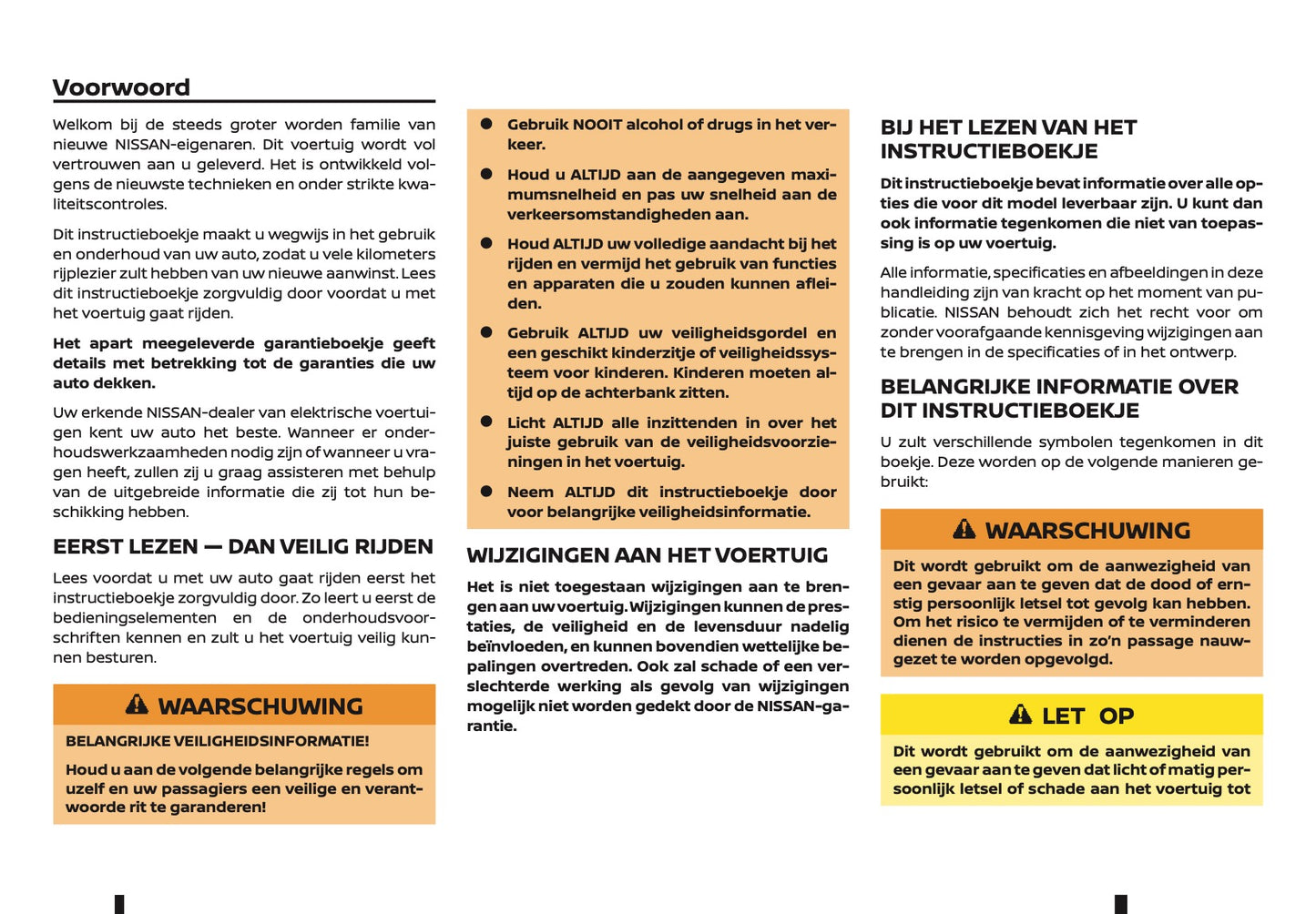 2019-2020 Nissan Leaf Owner's Manual | Dutch