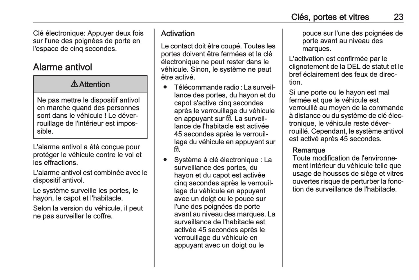 2023-2024 Opel Vivaro Owner's Manual | French
