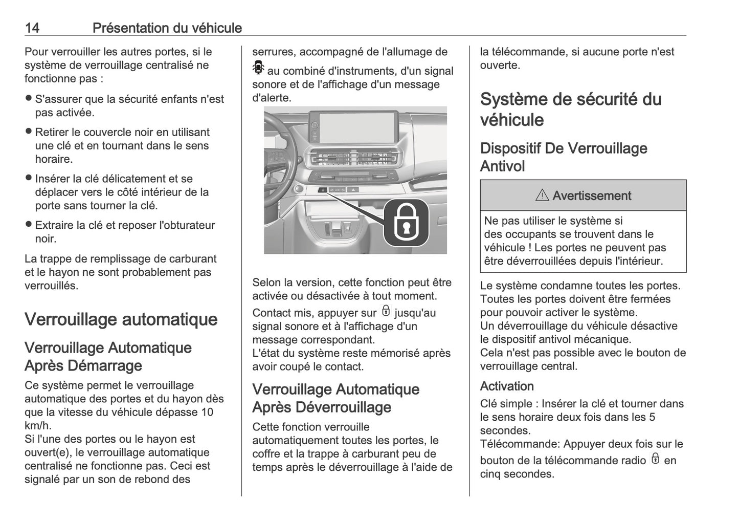 2025-2026 Opel Vivaro Owner's Manual | French