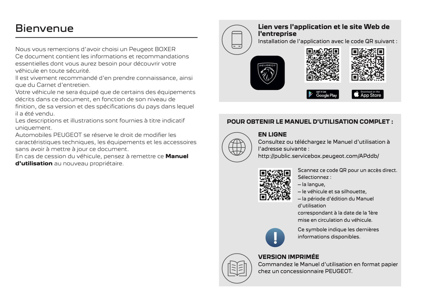 2025 Peugeot Boxer Manuel du propriétaire | Français