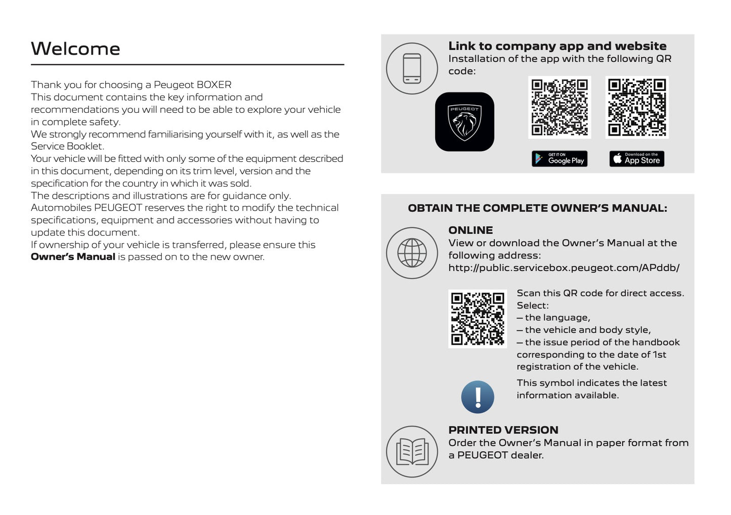 2025 Peugeot Boxer Owner's Manual | English