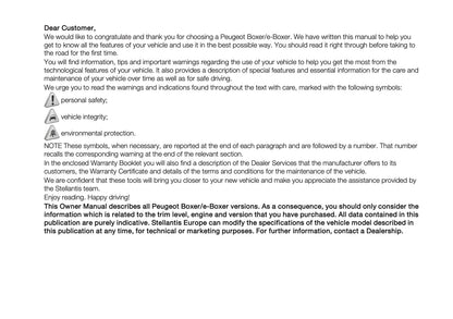 2025 Peugeot Boxer Owner's Manual | English