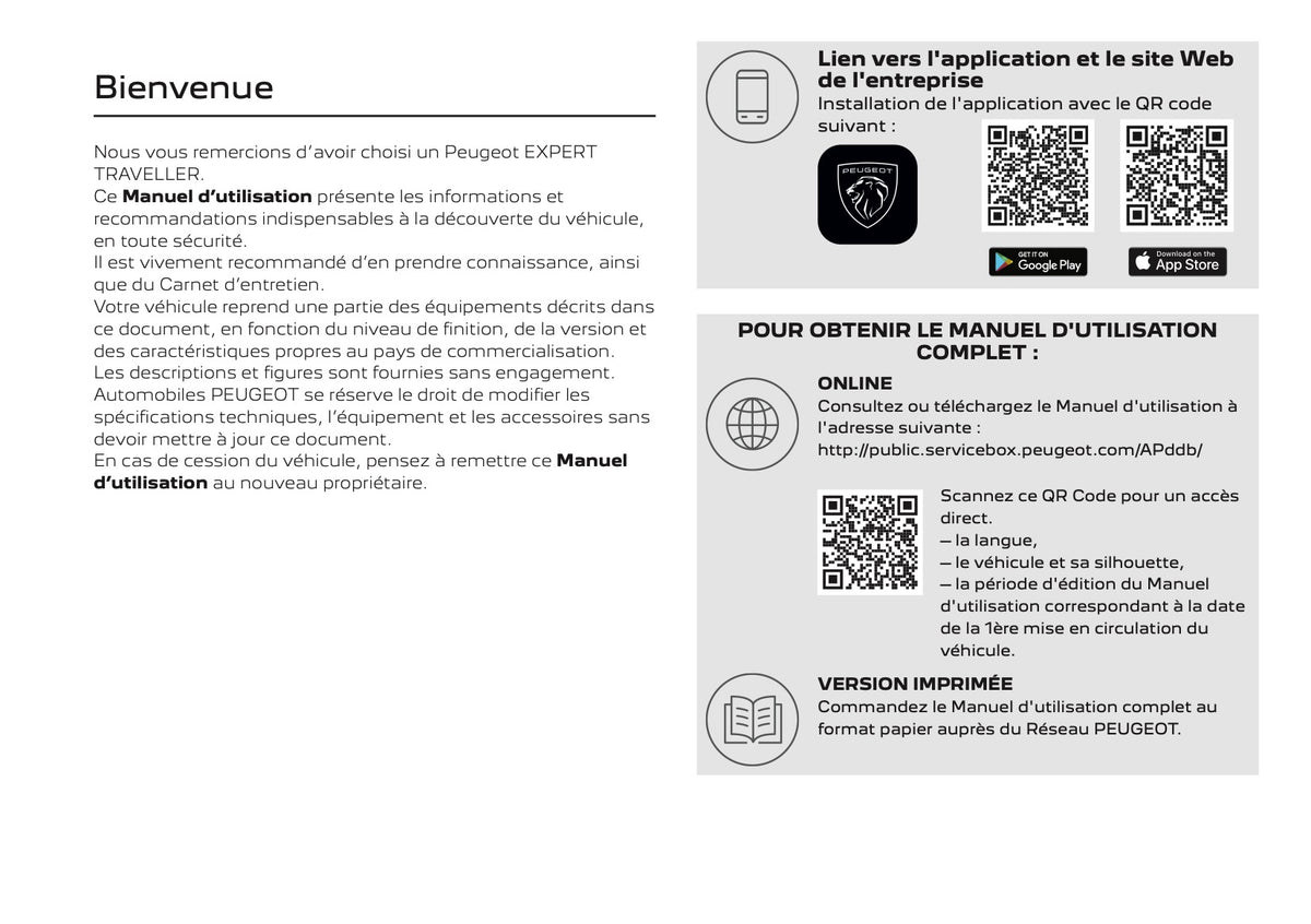 2026 Peugeot Expert/Traveller Owner's Manual | French