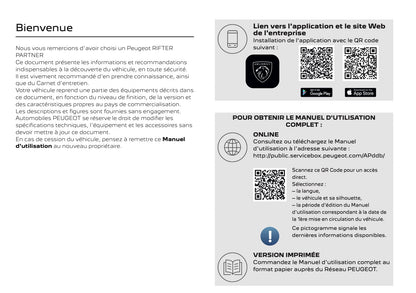 2025 Peugeot Rifter/Partner Owner's Manual | French