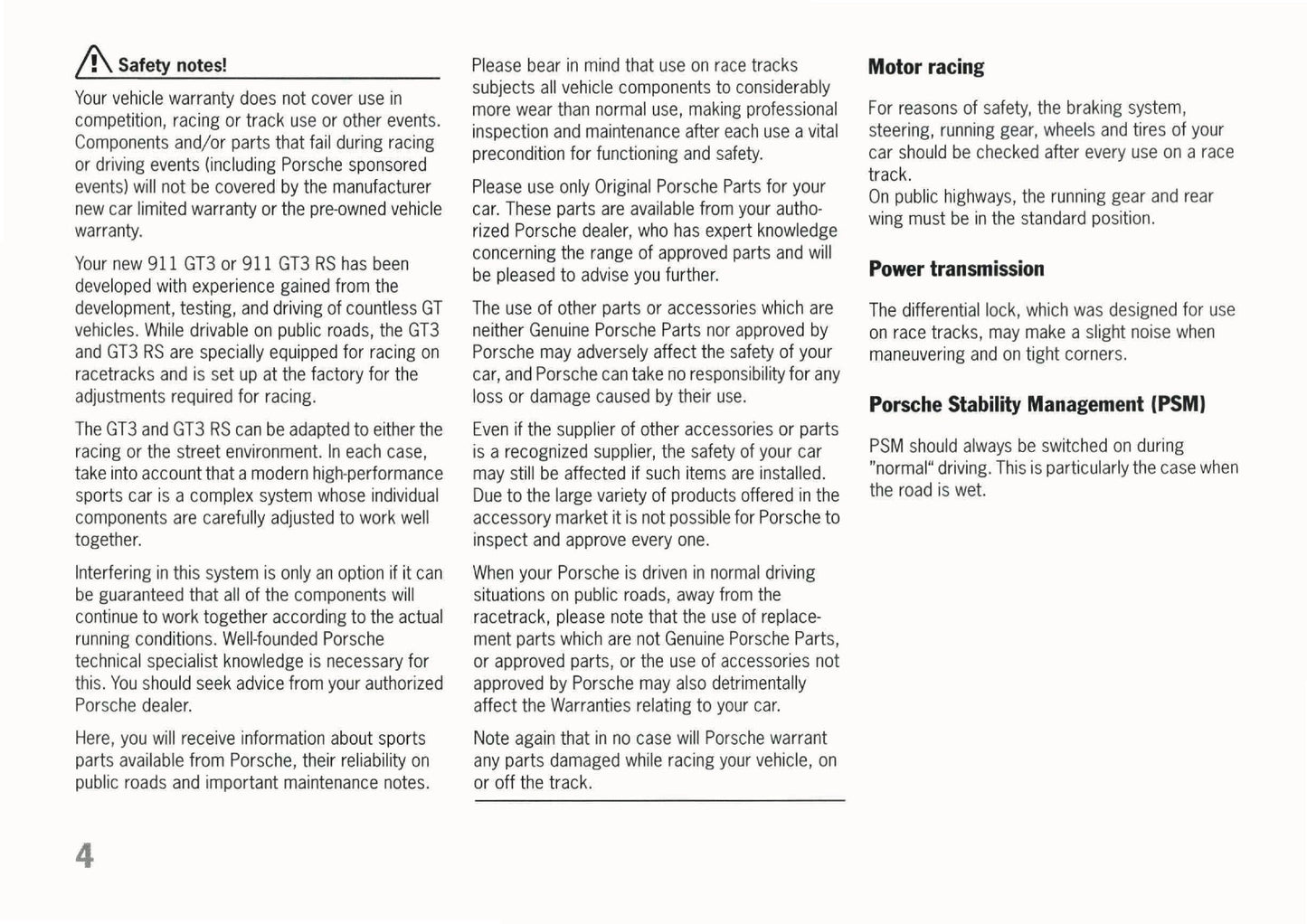 2010 Porsche 911 GT3/GT3 RS Owner's Manual | English