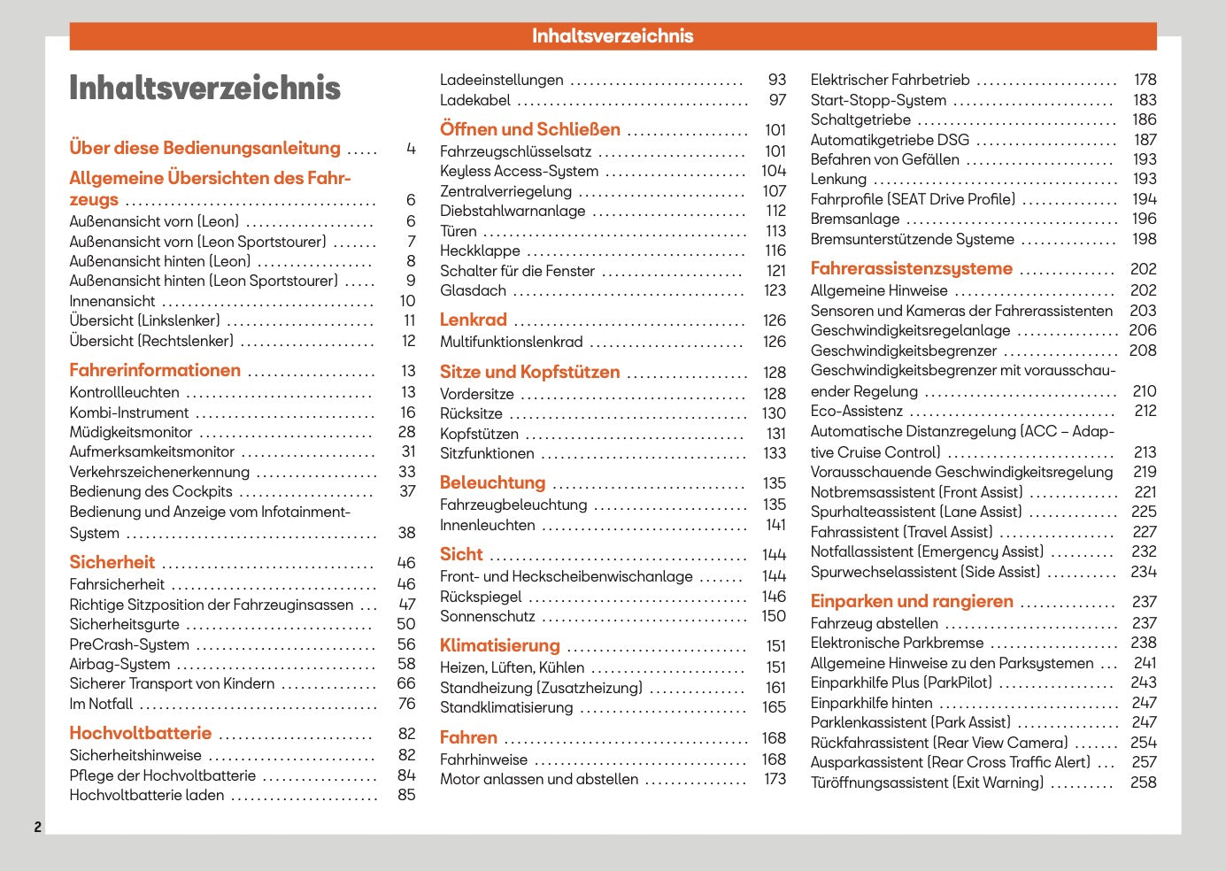 2025 Seat Leon/Leon Sportstourer Bedienungsanleitung | Deutsch