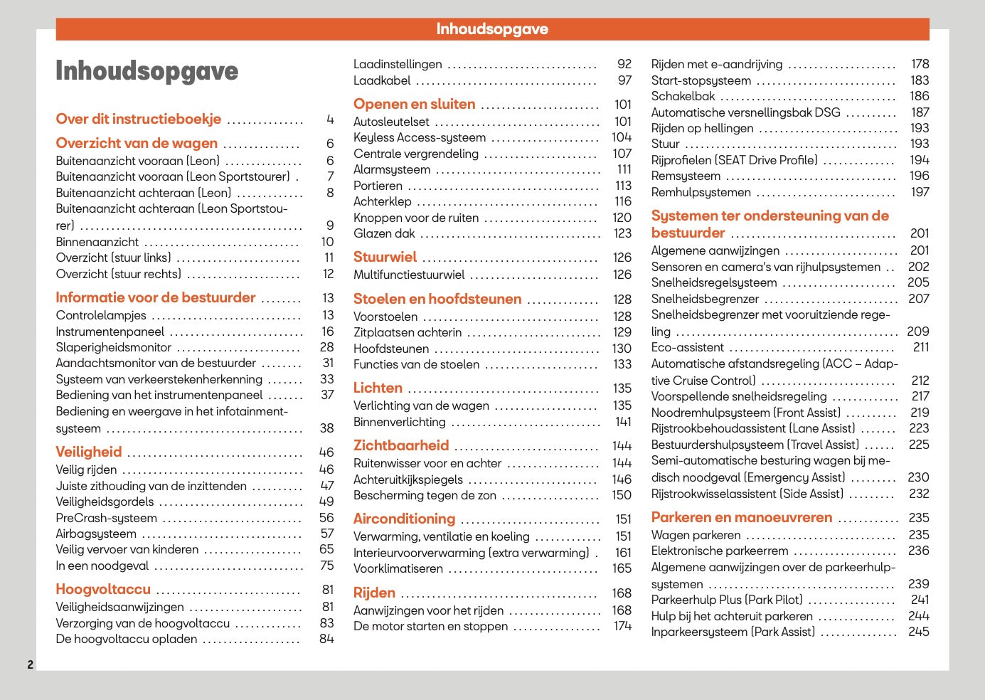2025 Seat Leon/Leon Sportstourer Owner's Manual | Dutch