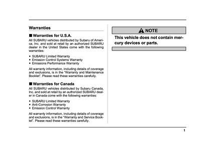 2005 Subaru Baja Owner's Manual | English