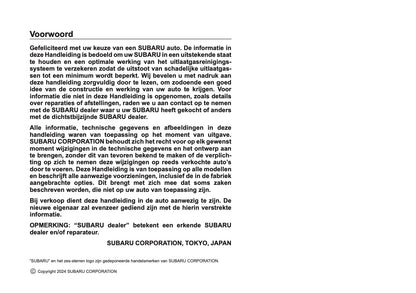 2024 Subaru Crosstrek e-BOXER Owner's Manual | Dutch