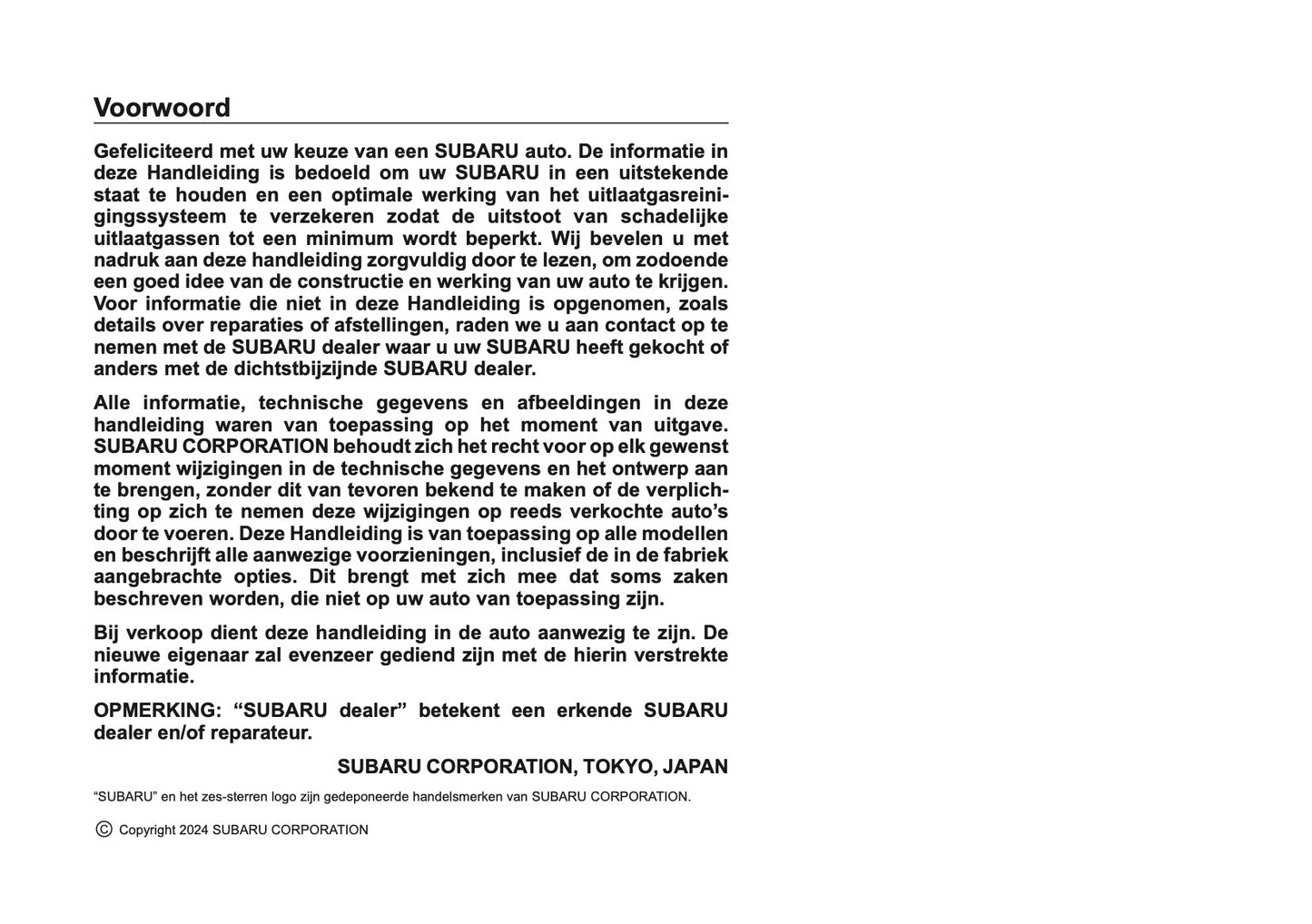 2025 Subaru Forester Bedienungsanleitung | Niederländisch