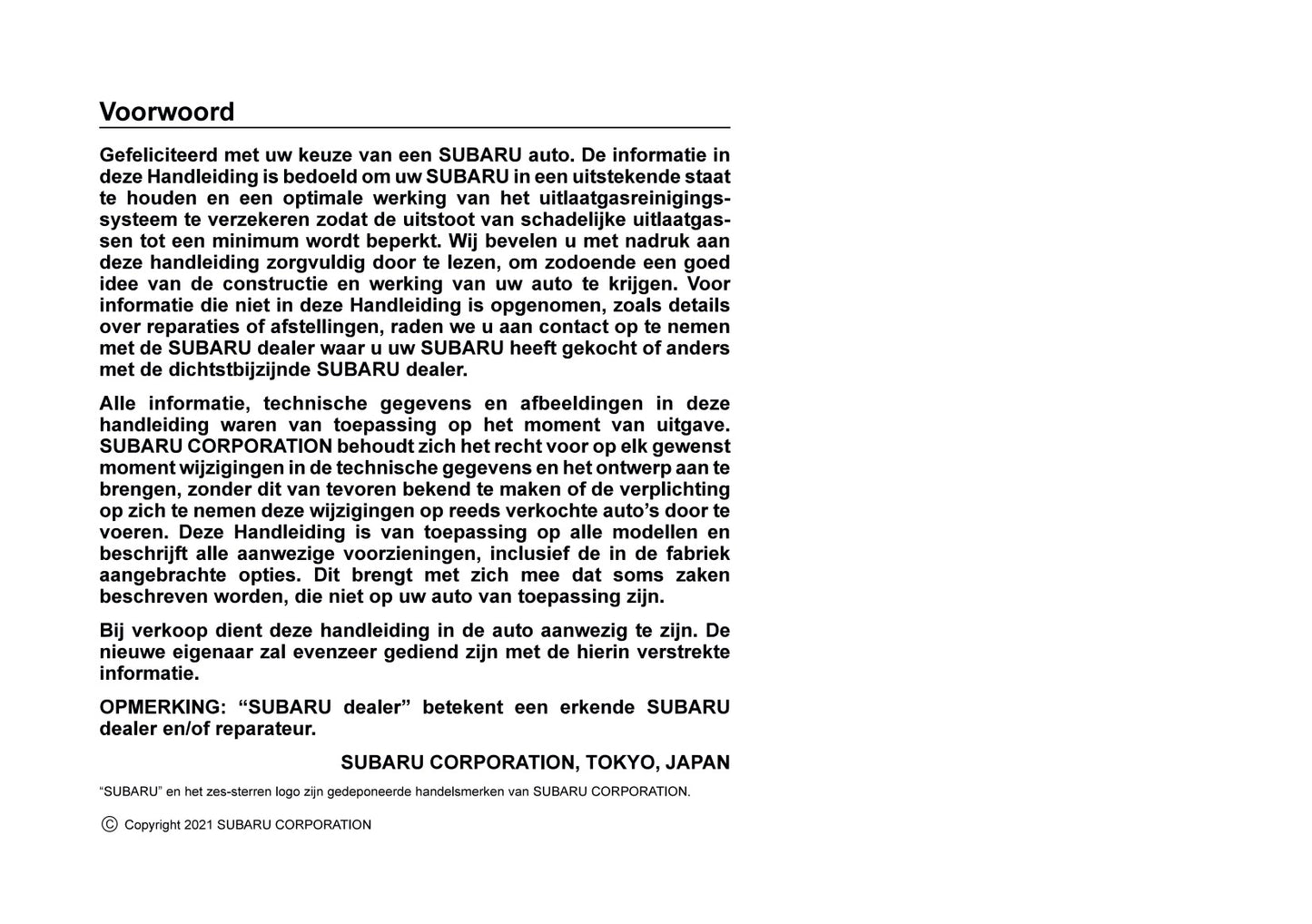 2022 Subaru Outback Gebruikershandleiding | Nederlands