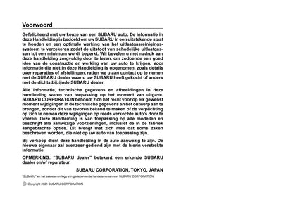 2022 Subaru Outback Gebruikershandleiding | Nederlands