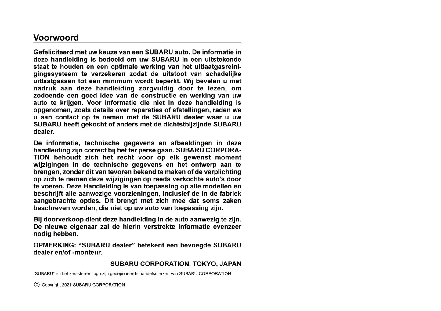 2024 Subaru XV e-BOXER Owner's Manual | Dutch