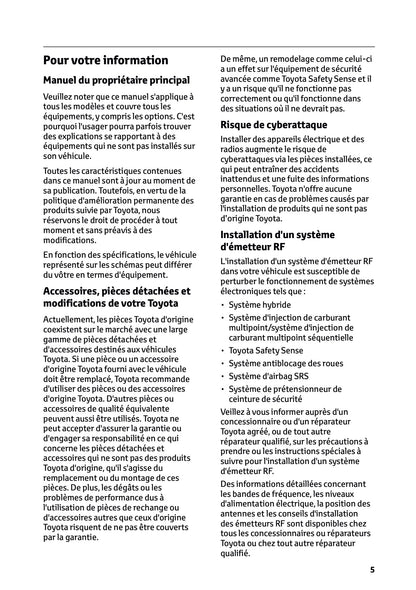 2023-2024 Toyota C-HR Hybrid Owner's Manual | French