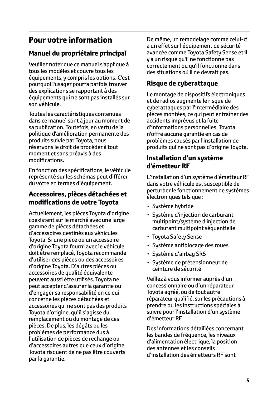 2024-2025 Toyota C-HR Hybrid Owner's Manual | French