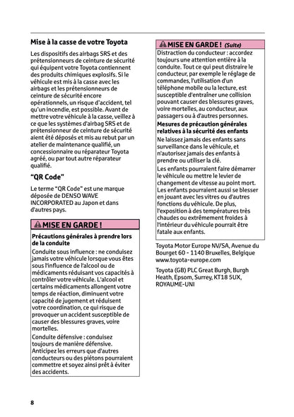 2024-2025 Toyota C-HR Hybrid Owner's Manual | French