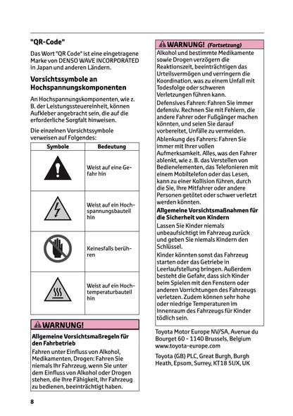 2025 Toyota Corolla Cross Hybrid Owner's Manual | German
