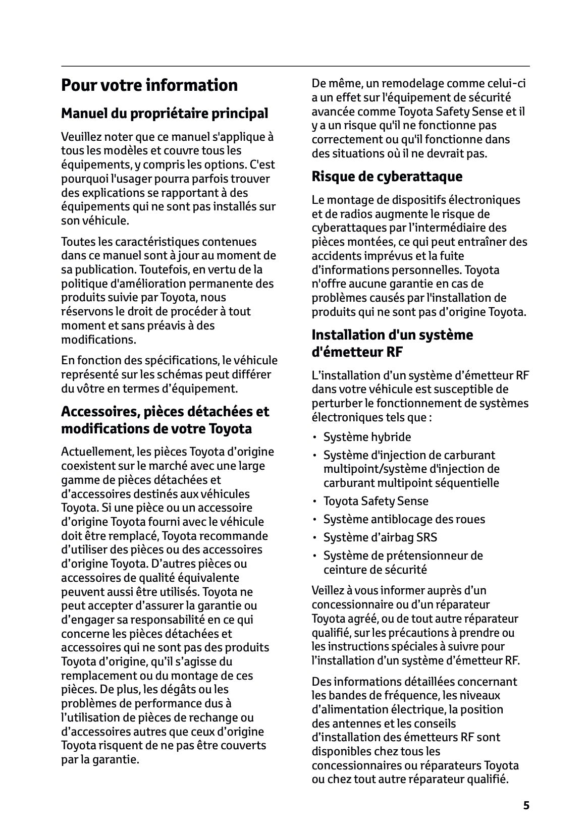 2025 Toyota Corolla Cross Hybrid Owner's Manual | French