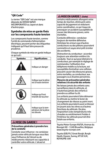 2025 Toyota Corolla Cross Hybrid Owner's Manual | French