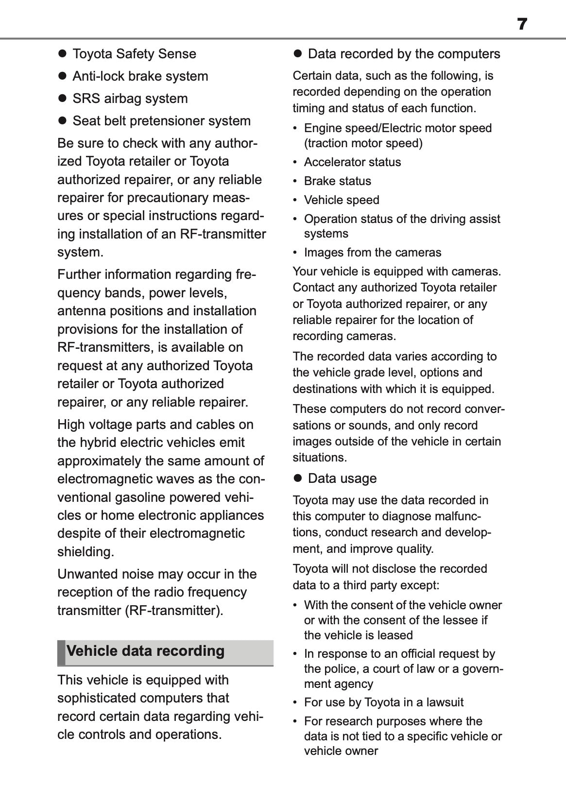 2025 Toyota Corolla Cross Hybrid Owner's Manual | English
