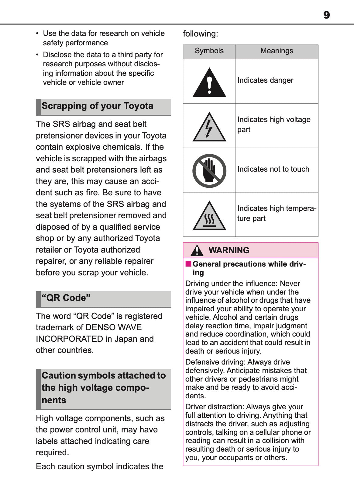2025 Toyota Corolla Cross Hybrid Owner's Manual | English