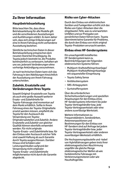 2025 Toyota Corolla Hybrid Hatchback/Touring Sports Bedienungsanleitung | Deutsch
