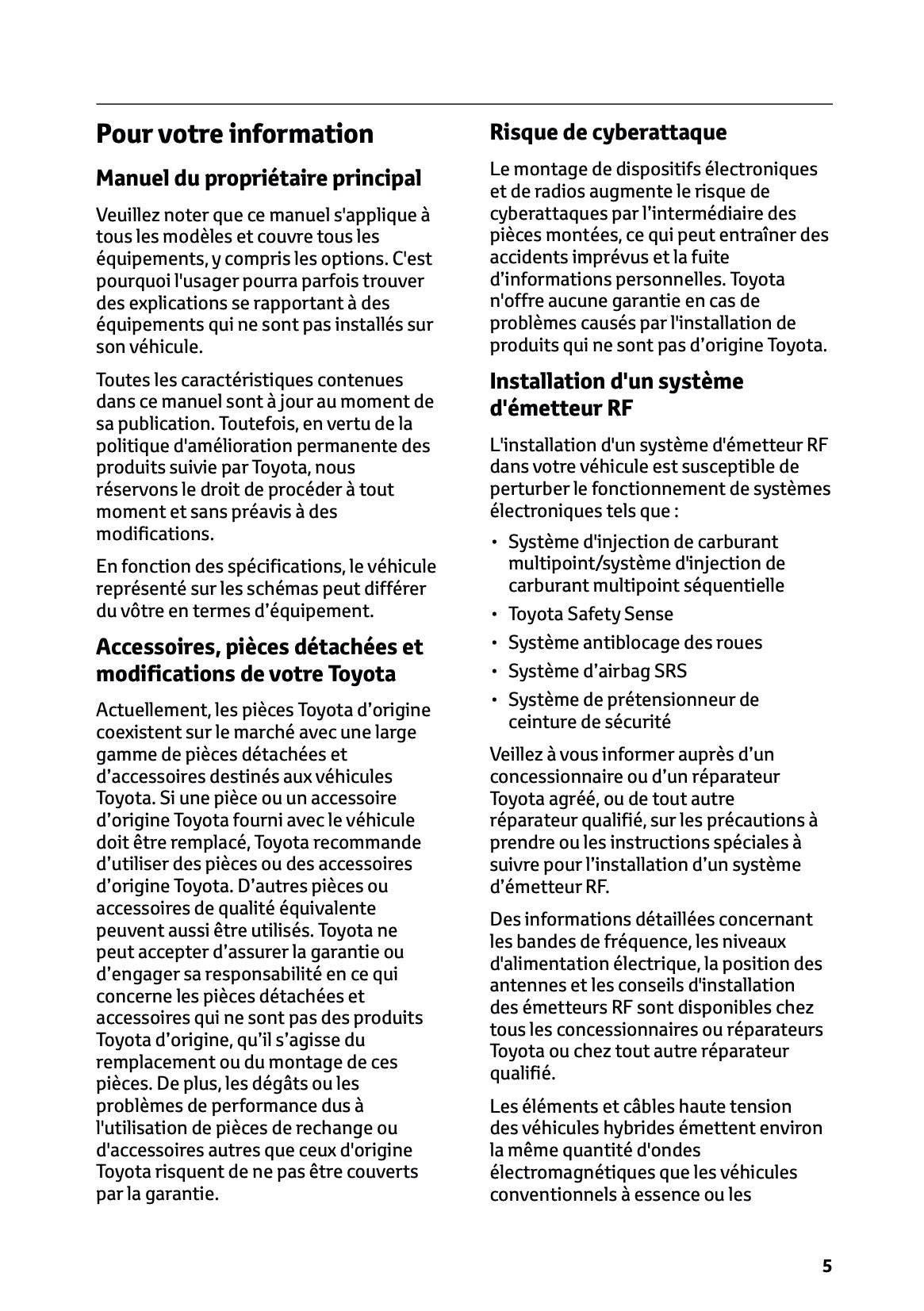 2025 Toyota Corolla Hybrid Hatchback/Touring Sports Manuel du propriétaire | Français