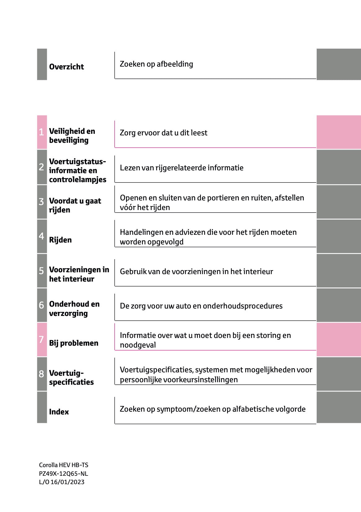 2023 Toyota Corolla Hybrid Hatchback/Touring Sports Gebruikershandleiding | Nederlands