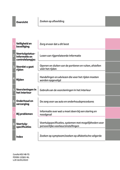 2023 Toyota Corolla Hybrid Hatchback/Touring Sports Gebruikershandleiding | Nederlands