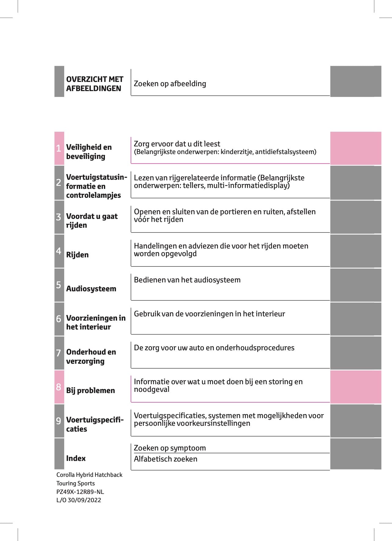 2022-2023 Toyota Corolla Hybrid Hatchback/Touring Sports Gebruikershandleiding | Nederlands