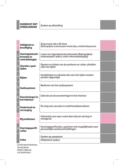 2022-2023 Toyota Corolla Hybrid Hatchback/Touring Sports Gebruikershandleiding | Nederlands