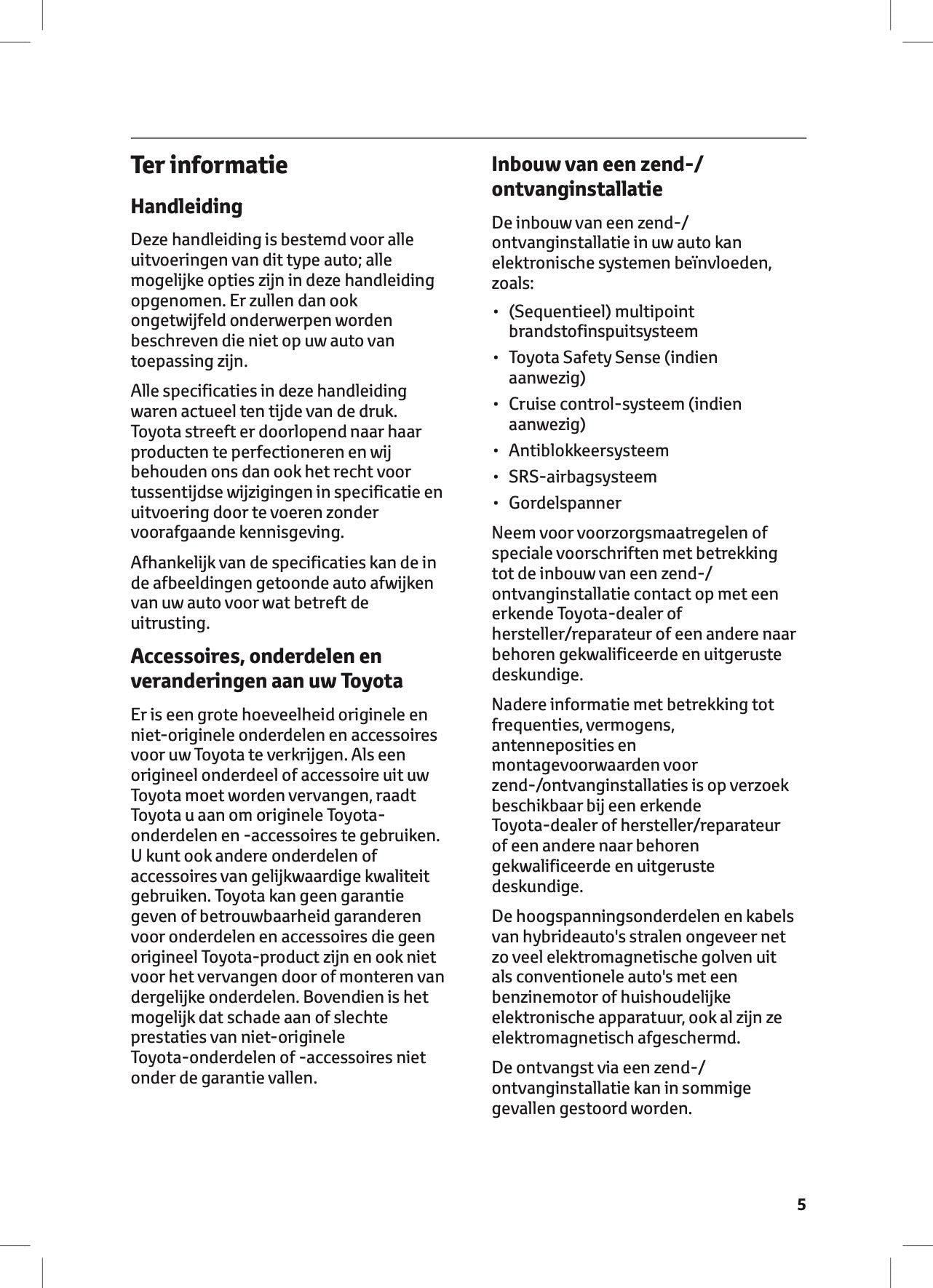 2022-2023 Toyota Corolla Hybrid Hatchback/Touring Sports Gebruikershandleiding | Nederlands