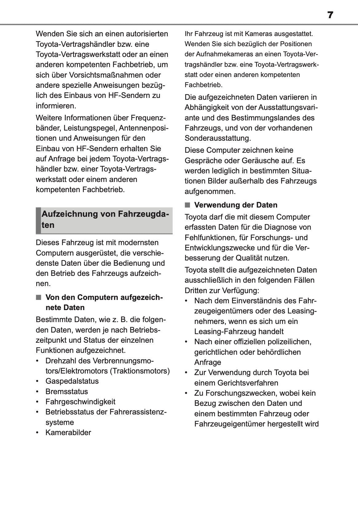 2024-2025 Toyota GR Yaris Owner's Manual | German