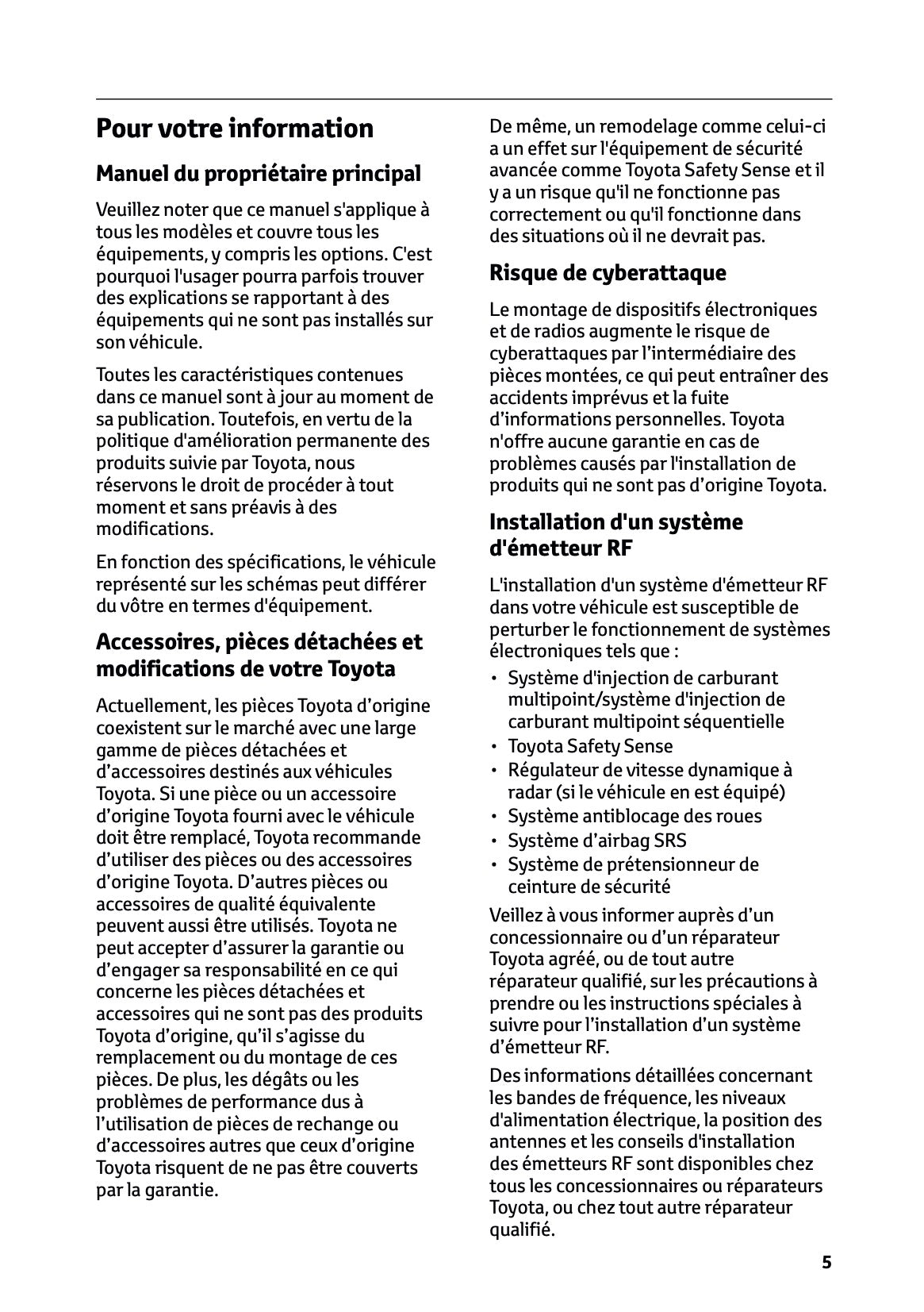 2024-2025 Toyota GR Yaris Owner's Manual | French