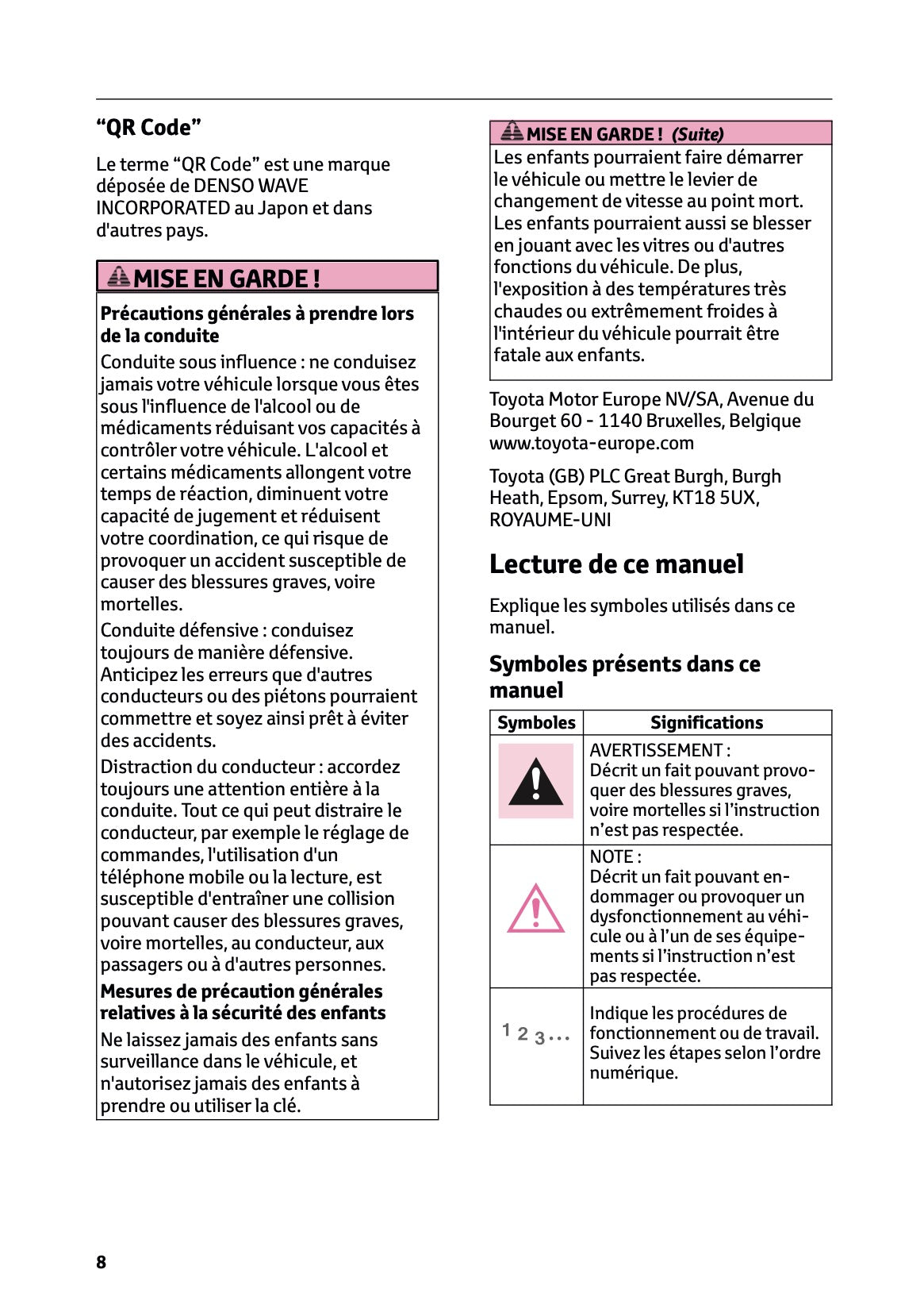 2024-2025 Toyota GR Yaris Owner's Manual | French