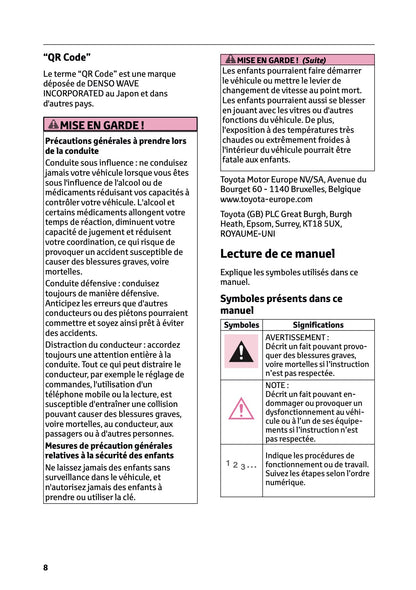 2024-2025 Toyota GR Yaris Owner's Manual | French