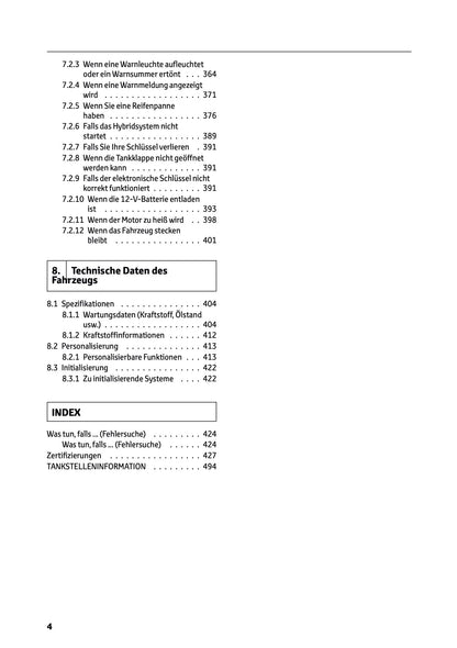 2024-2025 Toyota Highlander Hybrid Owner's Manual | German