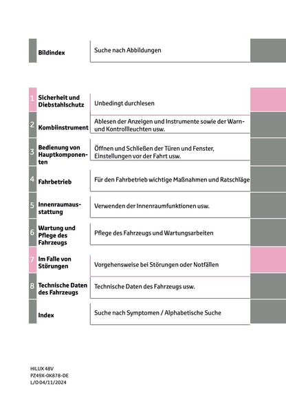 2024-2025 Toyota Hilux 48V Owner's Manual | German