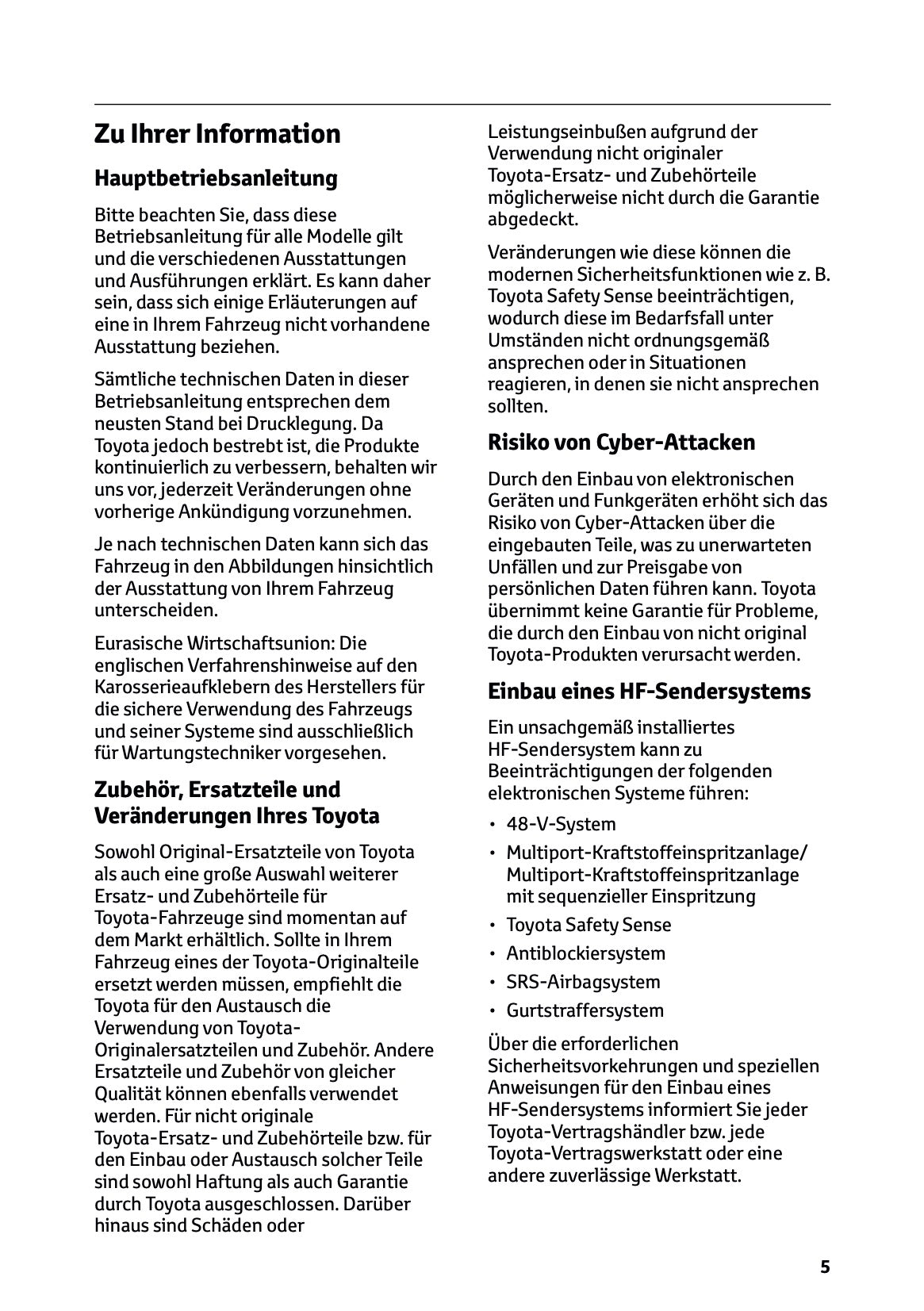 2024-2025 Toyota Hilux 48V Owner's Manual | German