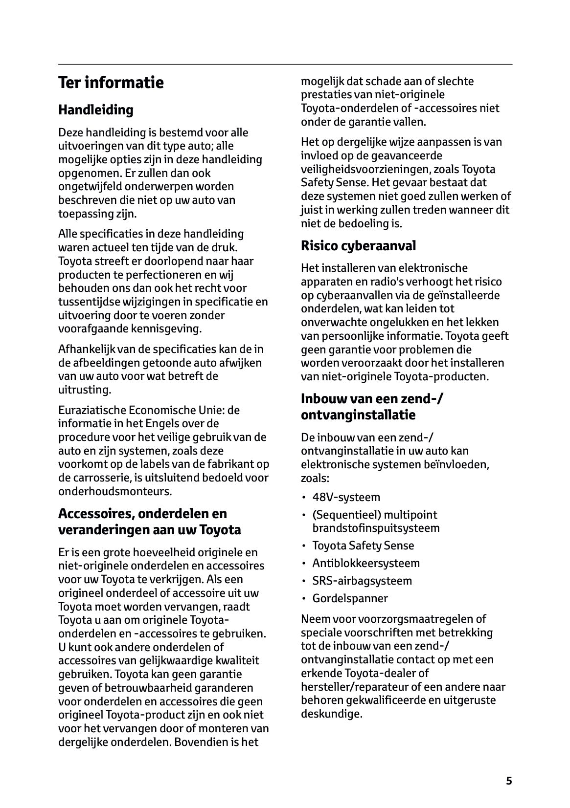 2024-2025 Toyota Hilux 48V Owner's Manual | Dutch