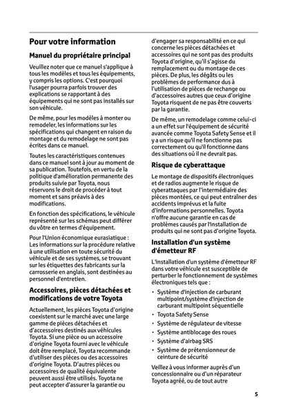 2024-2025 Toyota Hilux Owner's Manual | French