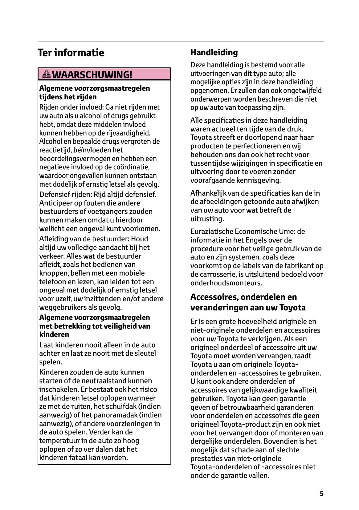 2024-2025 Toyota Land Cruiser 250 Owner's Manual | Dutch