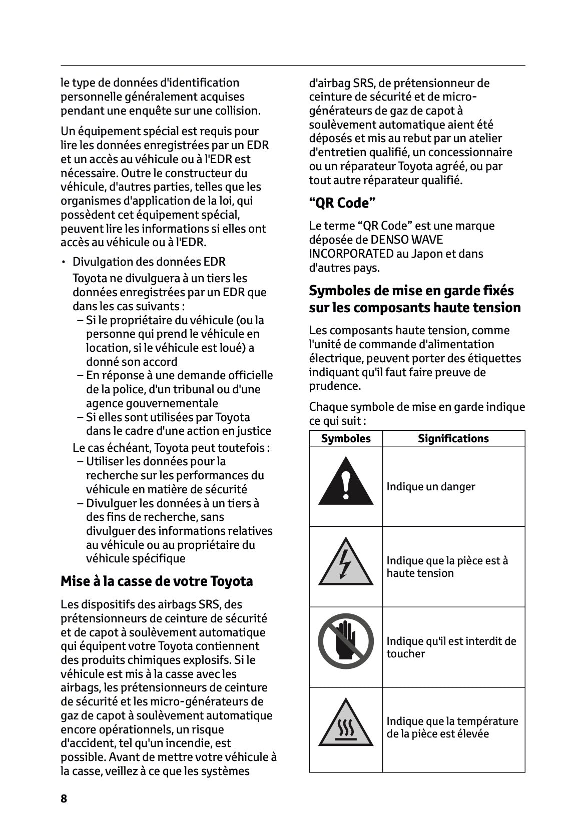 2025-2026 Toyota Mirai Owner's Manual | French