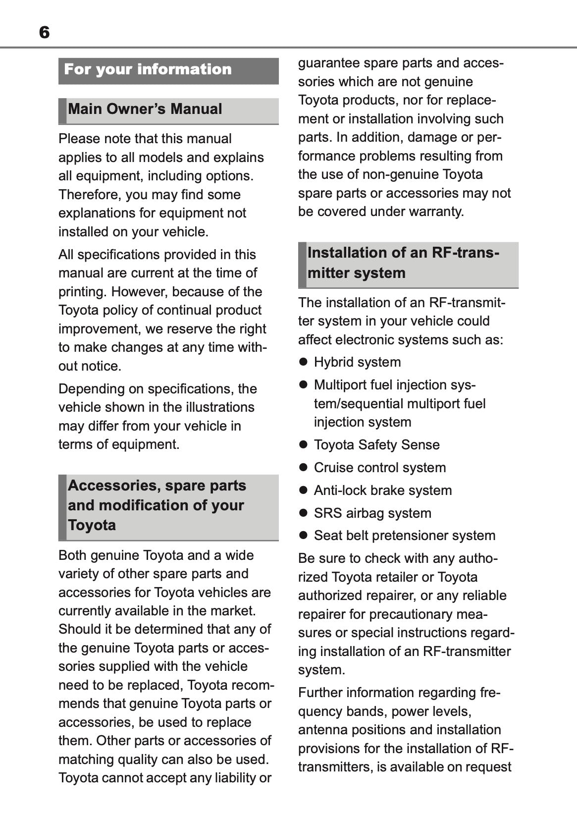 2019-2020 Toyota RAV4 Hybrid Owner's Manual | English