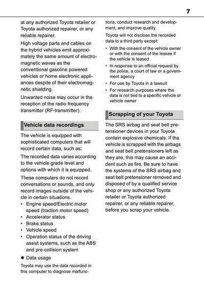 2019-2020 Toyota RAV4 Hybrid Owner's Manual | English