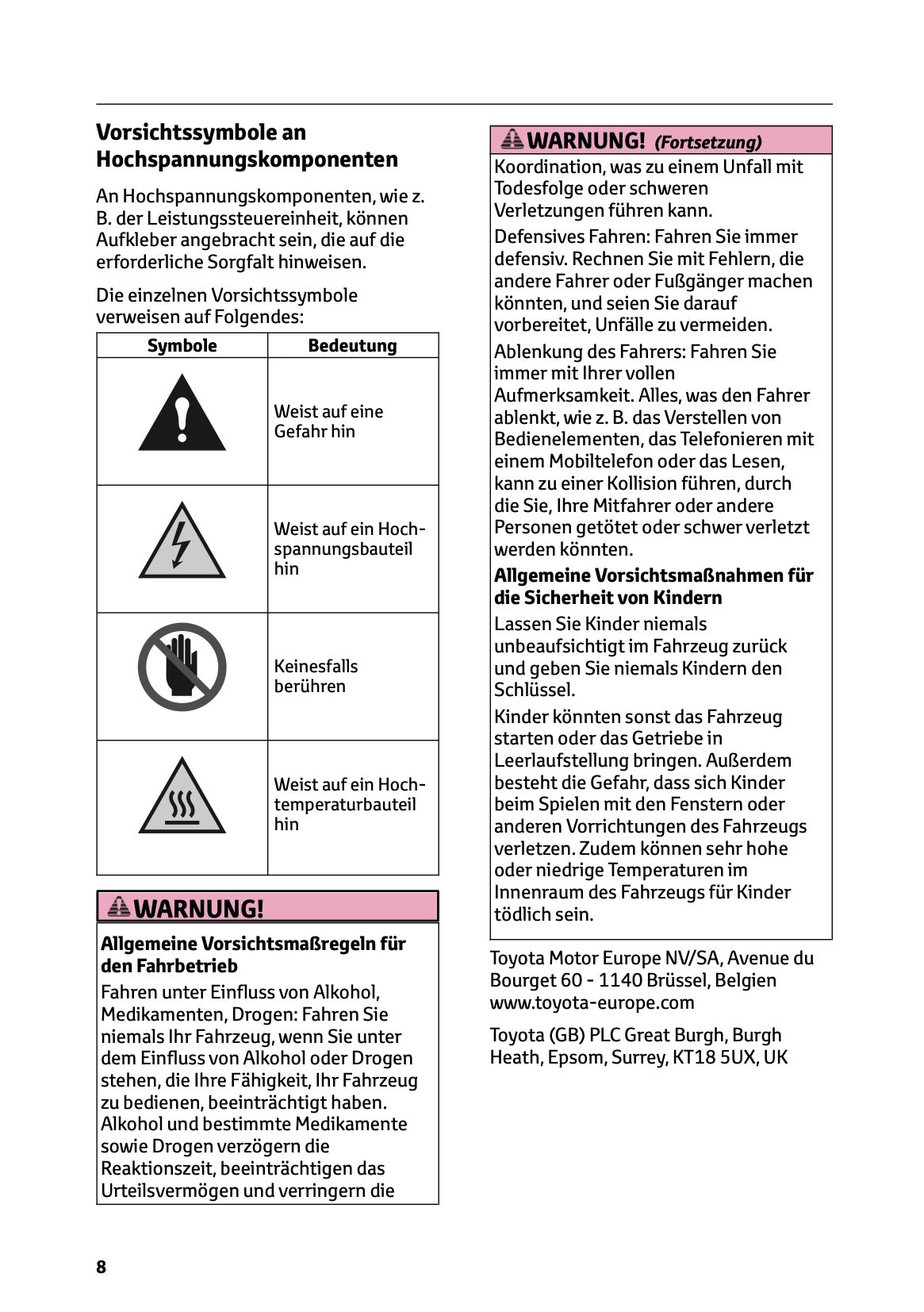 2025 Toyota GR Yaris Owner's Manual | German