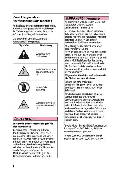 2025 Toyota GR Yaris Owner's Manual | German
